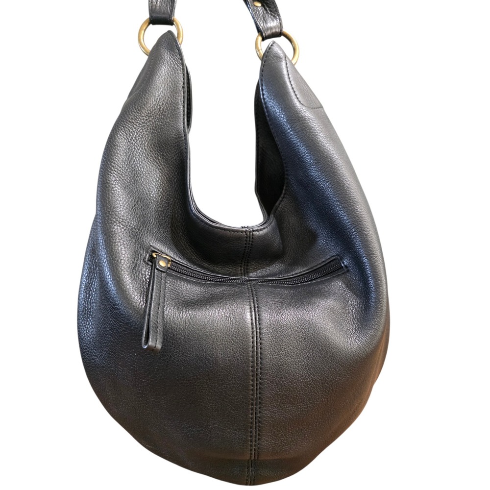 Hobo International Black Pebbled Leather Slouchy Shoulder Bag Brass Hardware - Picture 2 of 8